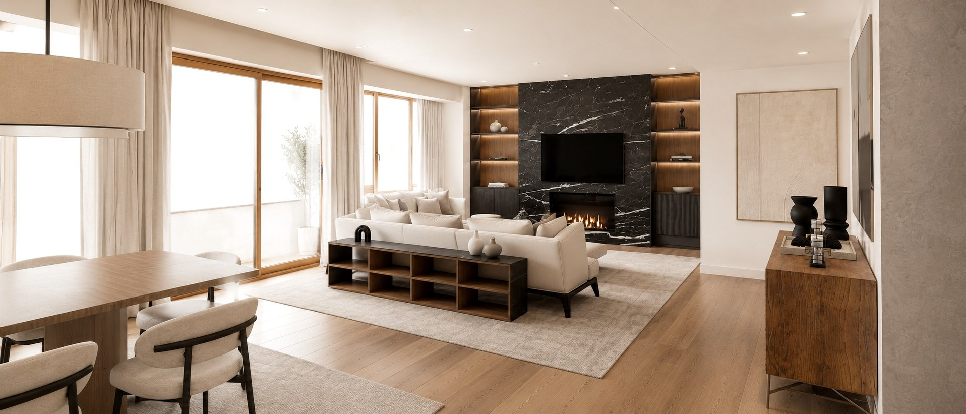 Residencia Puig: propuesta de interior con madera cálida y piedra oscura